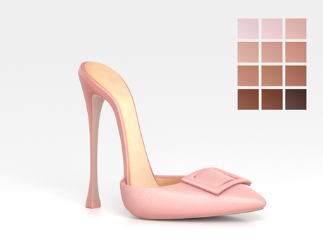 Second Life Marketplace - Salvadori - Nude 'Sharon' Buckle Heeled Mules